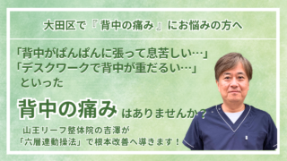 大田区周辺で『慢性の背中の痛み』にお悩みの方へ｜山王リーフ整骨院