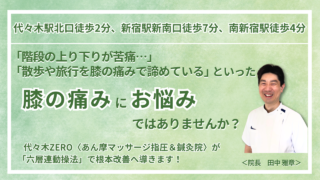 代々木で『慢性の膝の痛み・変形性膝関節症』を根本改善｜代々木ZERO